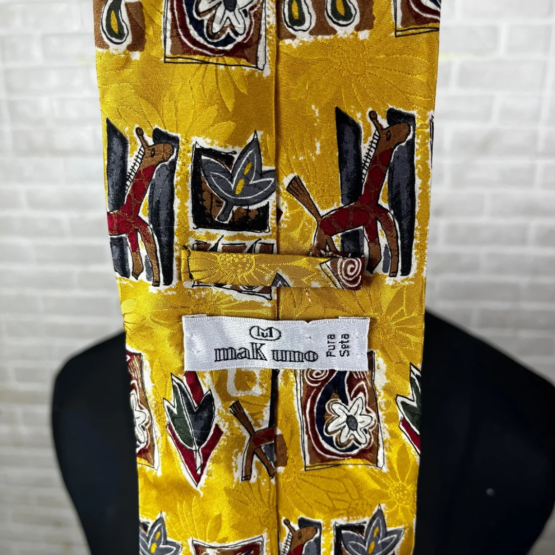 Mak Uno Pure Silk Giraffe Necktie 10 cm