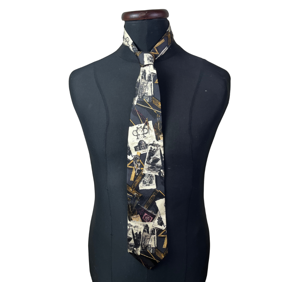 Structure Collage Print necktie 9.5 cm