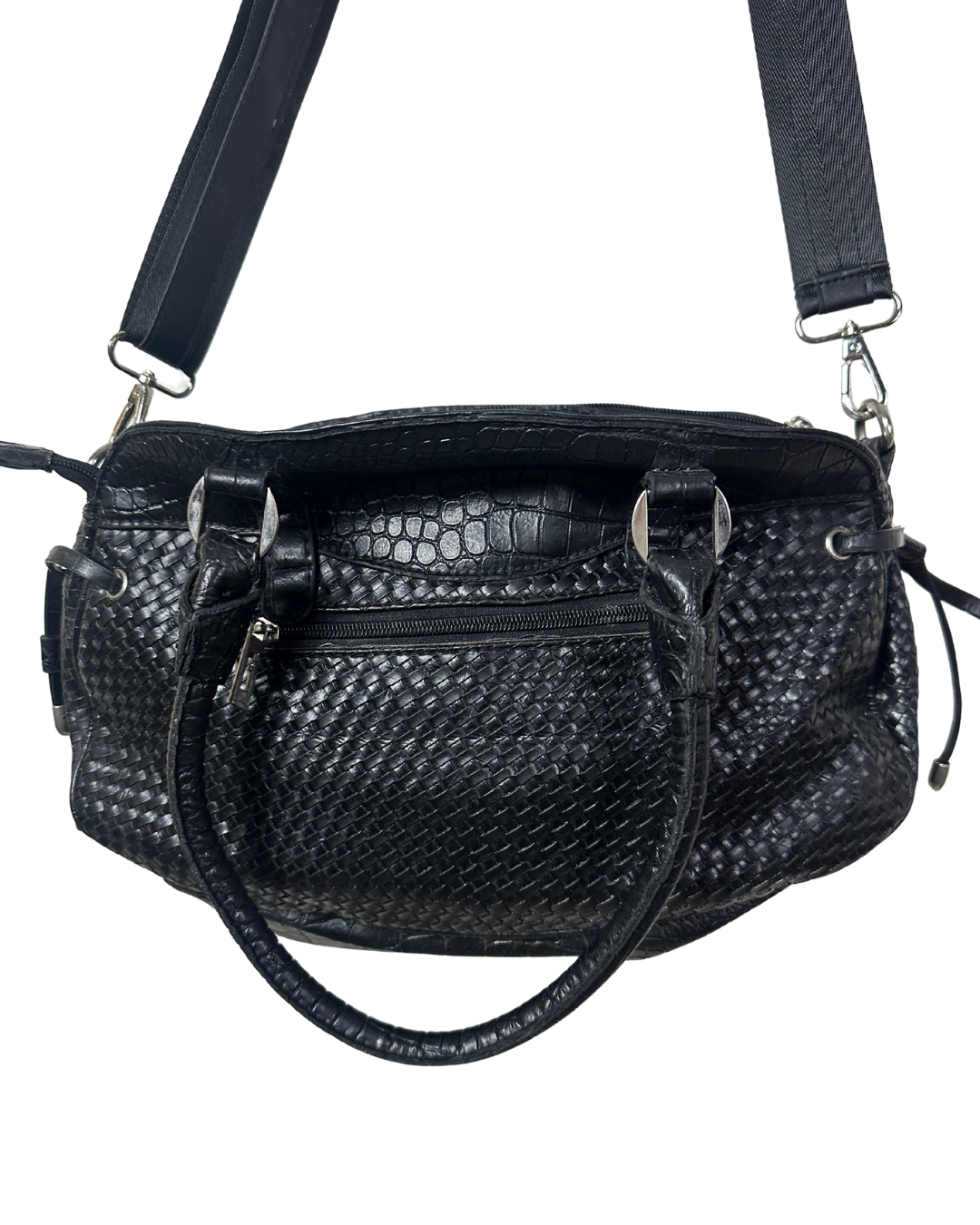 Vintage Y2K Guess Black Embossed Leather Shoulder Bag