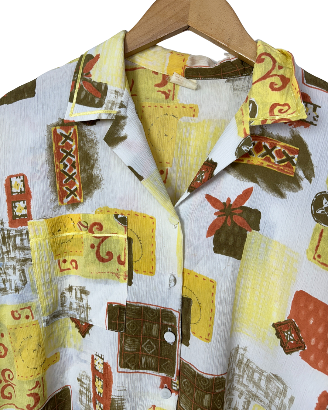 Vintage Abstract Geo Pattern Blouse - Women's Large