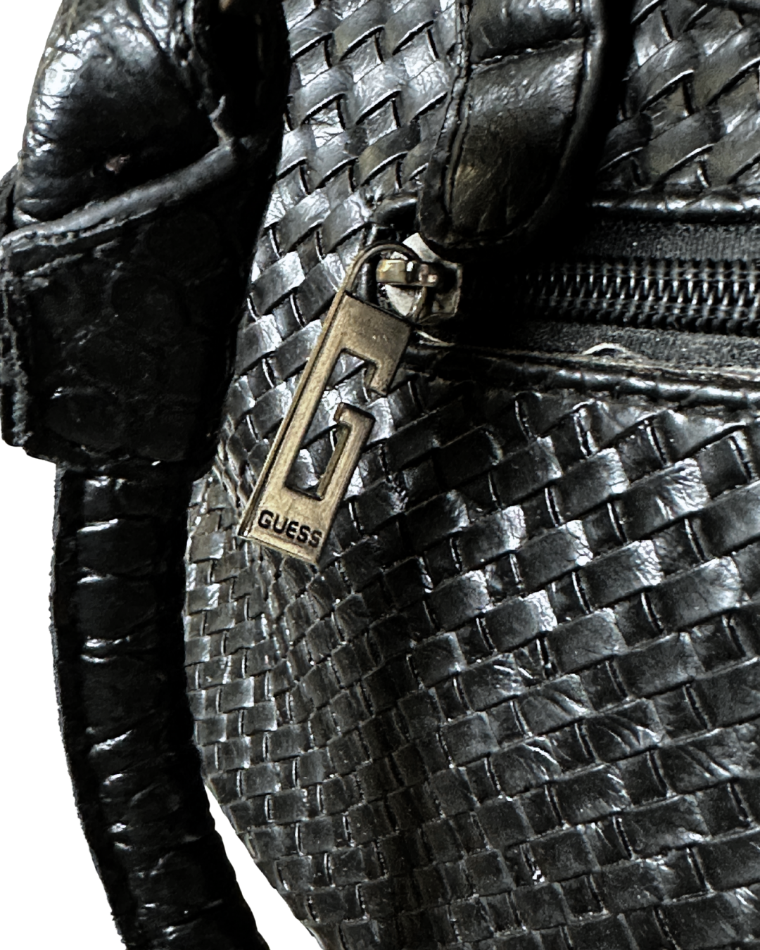 Vintage Y2K Guess Black Embossed Leather Shoulder Bag