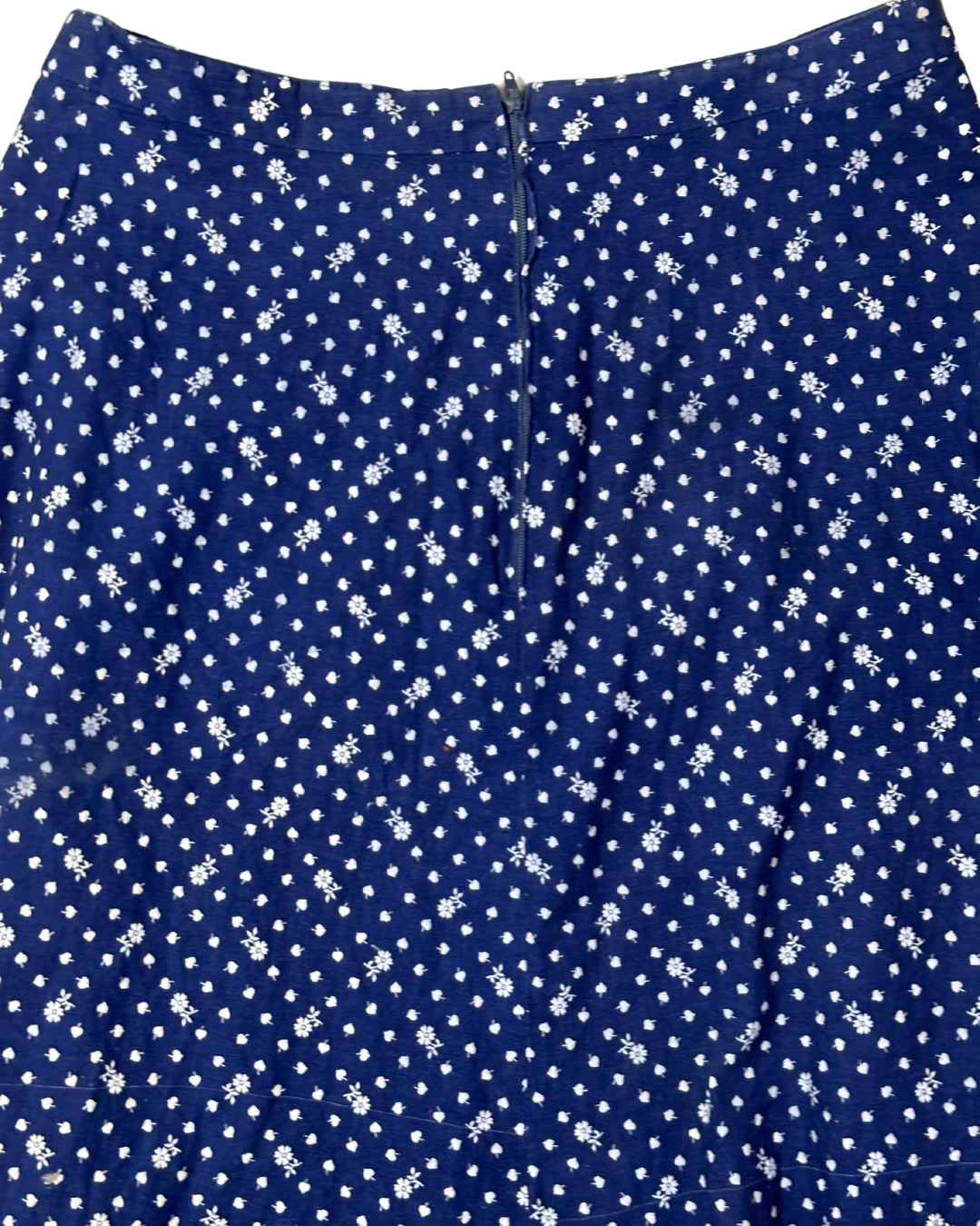 Vintage Navy Blue Floral Midi Skirt