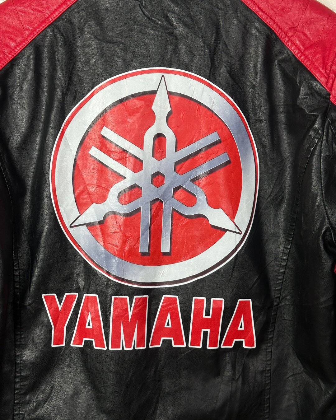 Vintage Yamaha Fleece-Lined Racing Biker Leather Jacket Large