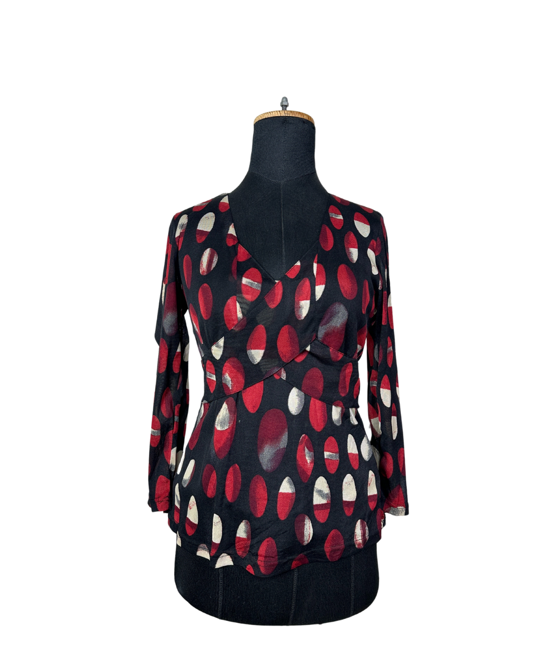 2000s Abstract Print Wrap-Style Fitted Top