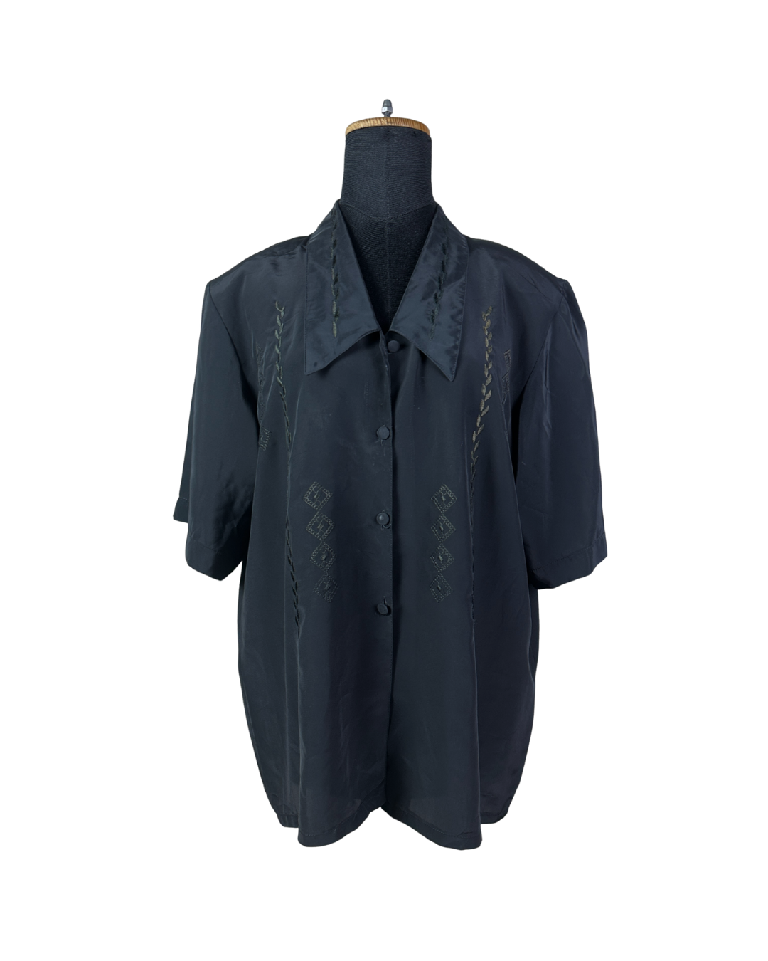 Vintage Embroidered Women's Shirt with Shoulder Pads