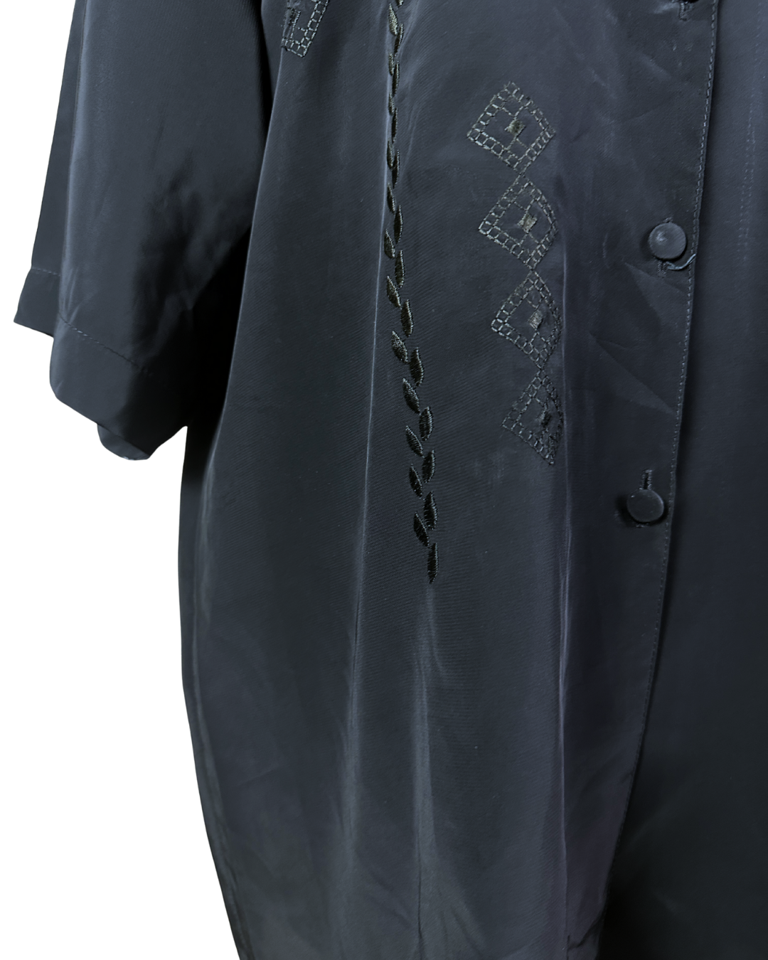 Vintage Embroidered Women's Shirt with Shoulder Pads