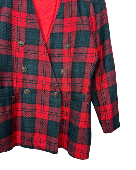 Vintage Cassidy Plaid Double-Breasted Blazer