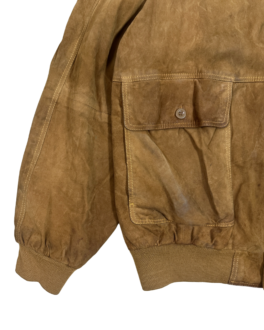 Best of Nature Satin-Lined Suede Real Leather Bomber Jacket 2XL