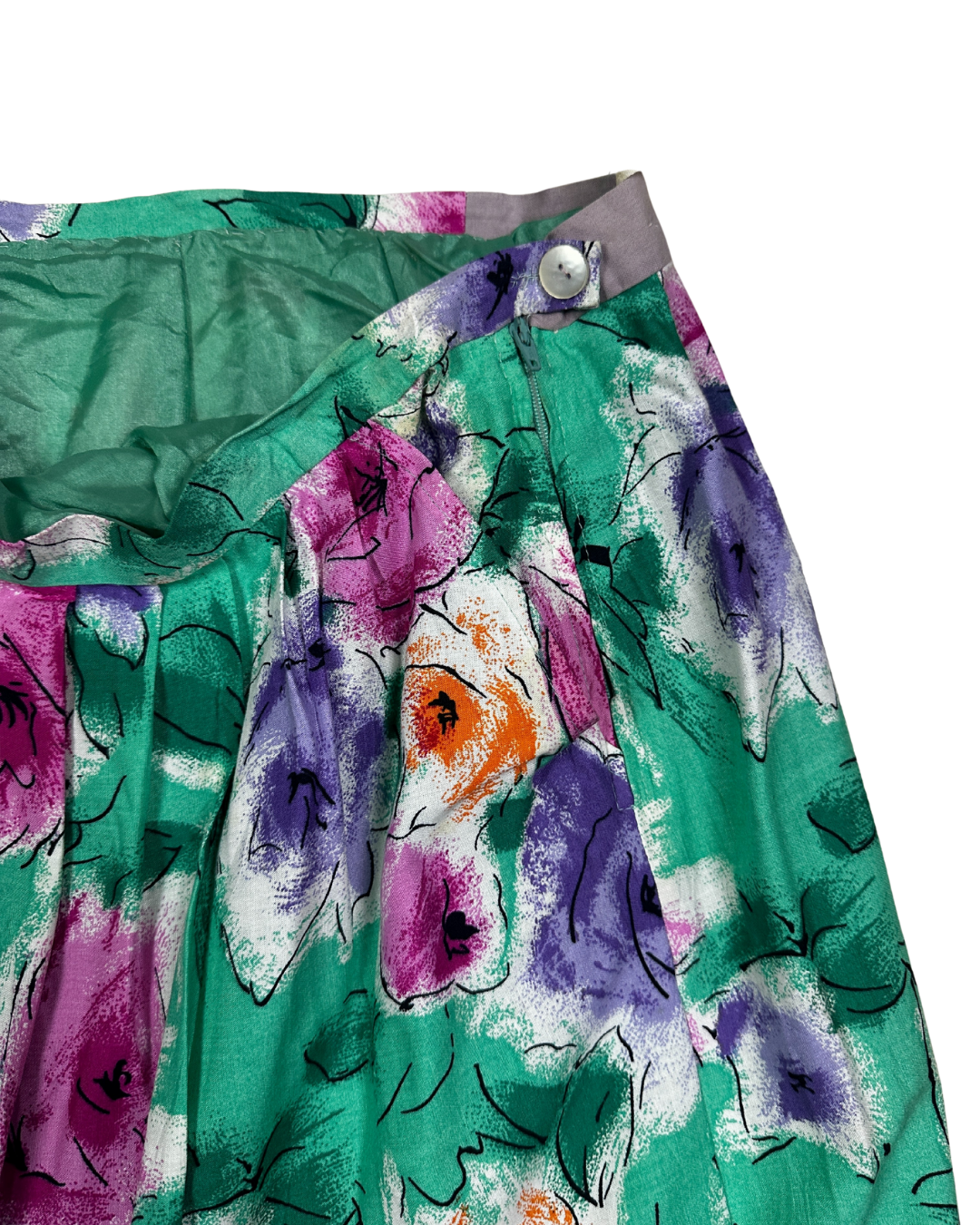 Vintage Floral Skirt with Pockets - Large/XL