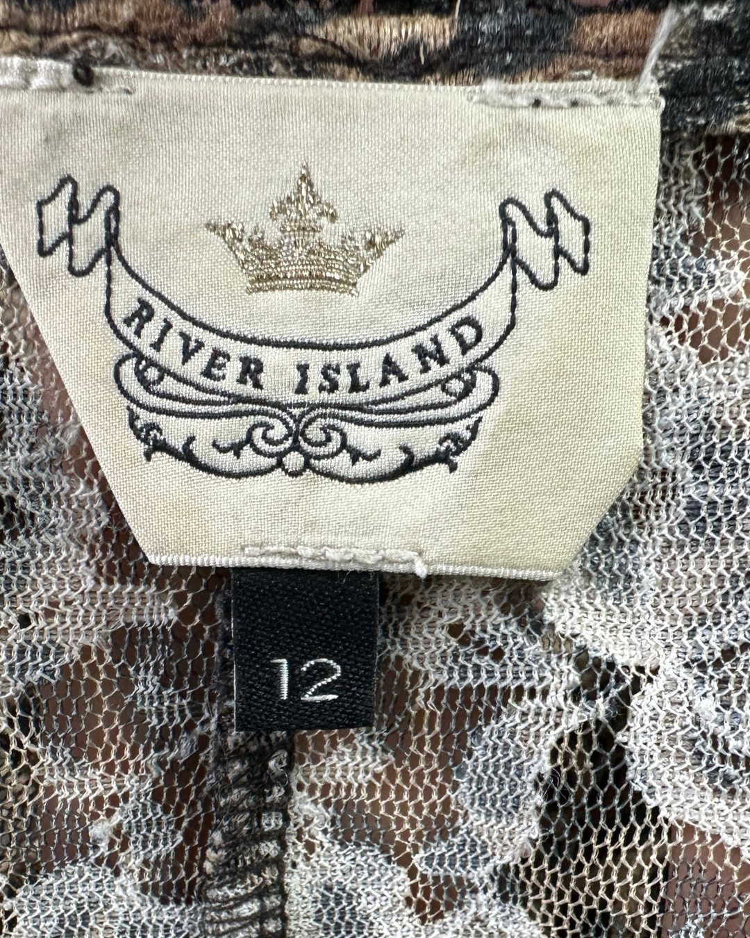 River Island Assymetrical Leopard Tank Top with Lace Trim