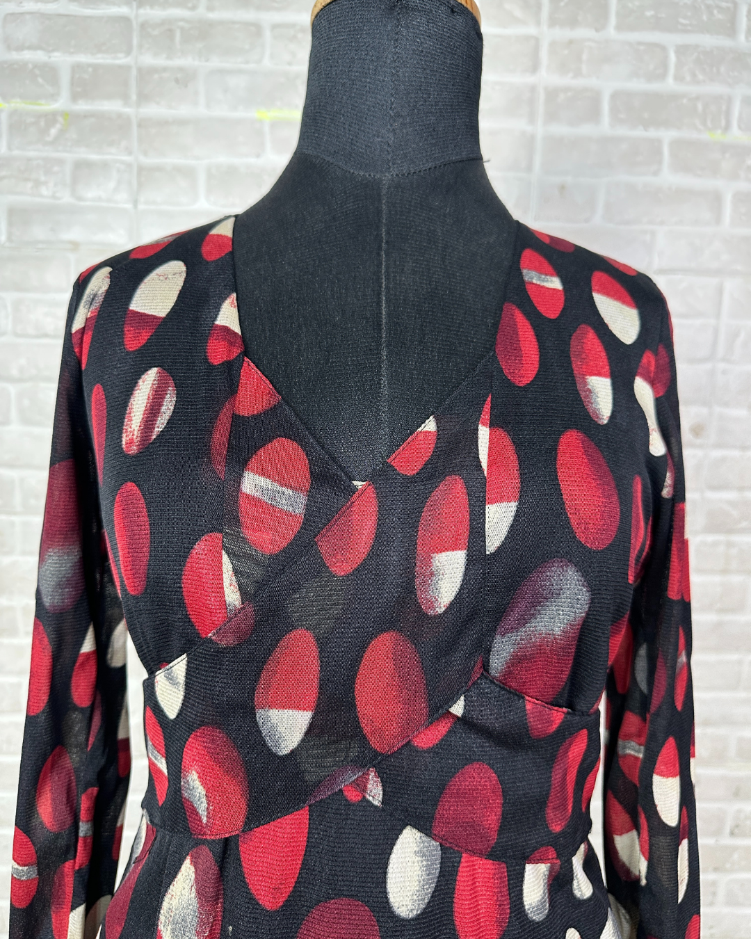2000s Abstract Print Wrap-Style Fitted Top