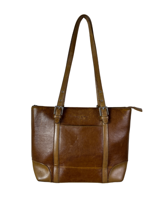 Vintage Rice Bird Genuine Leather Tote Bag