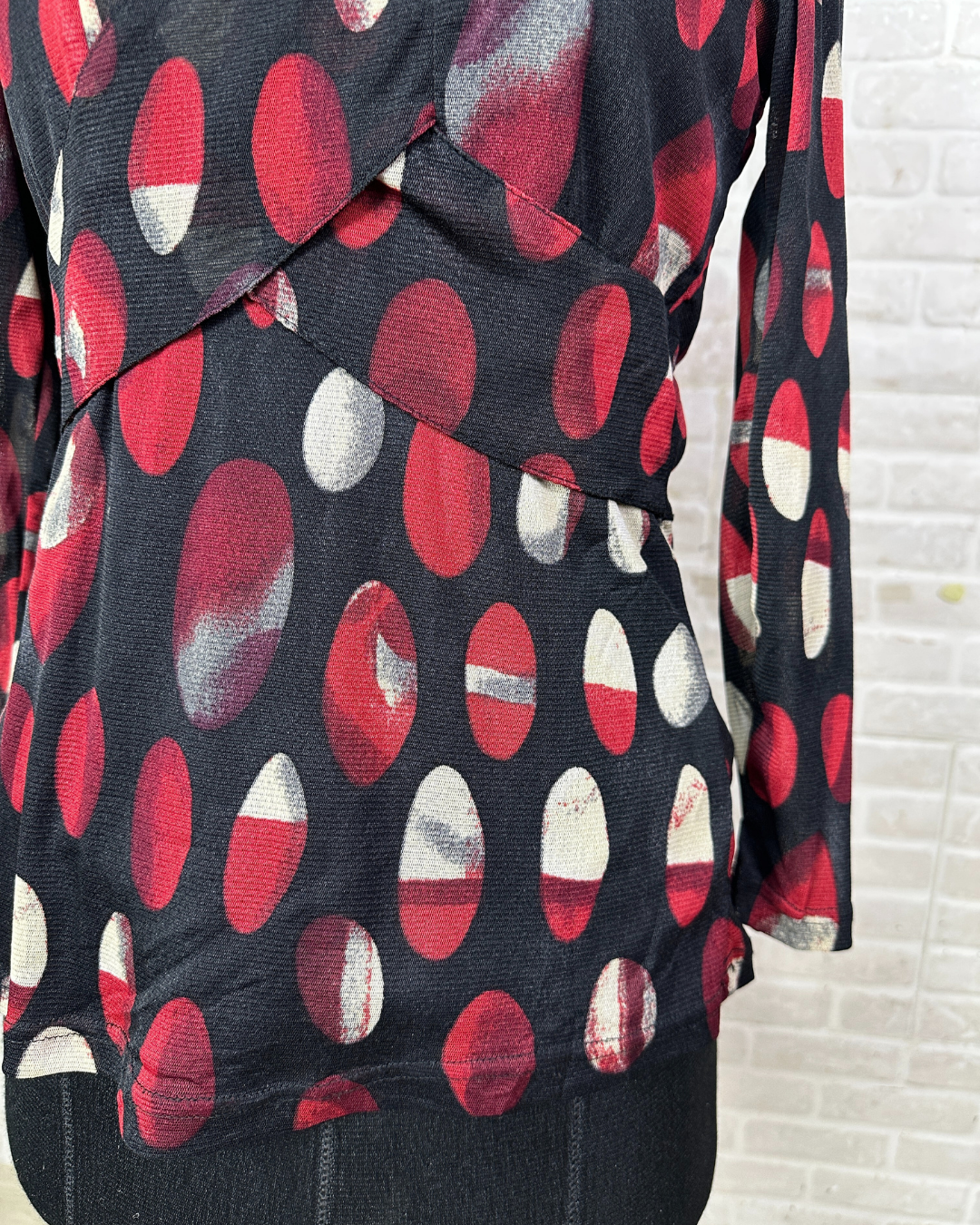 2000s Abstract Print Wrap-Style Fitted Top