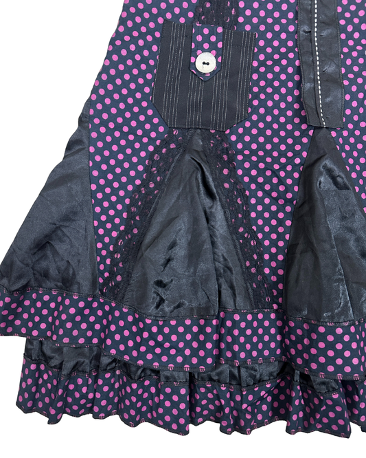 Vintage Polka Dot Paneled Skirt w/ Satin Inserts