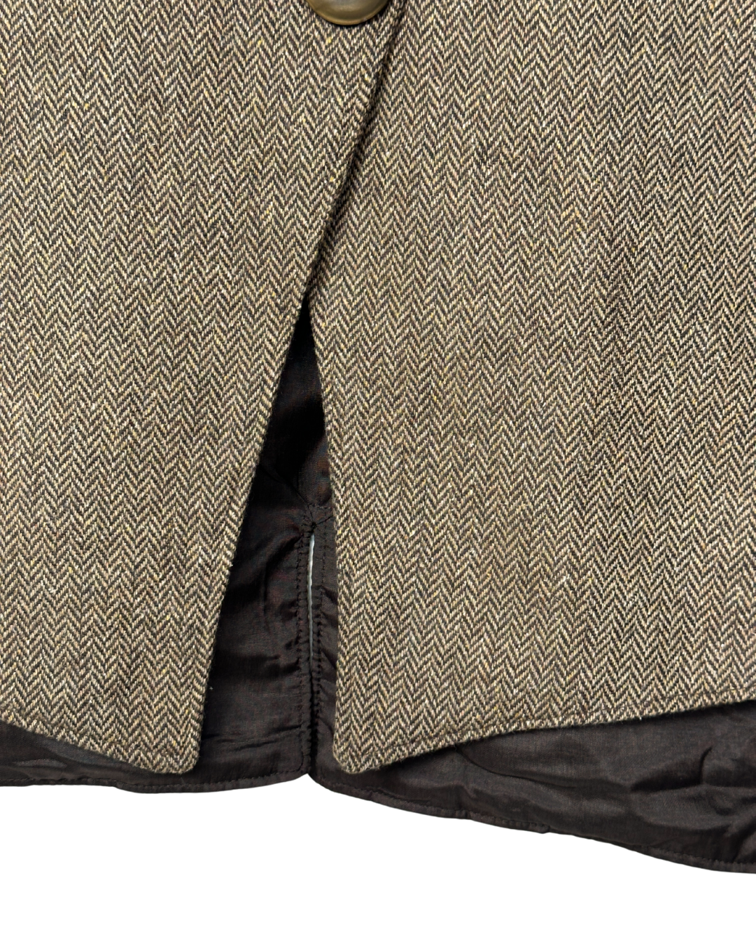 Vintage Brown Herringbone Wool-Blend Vest - Women's Large