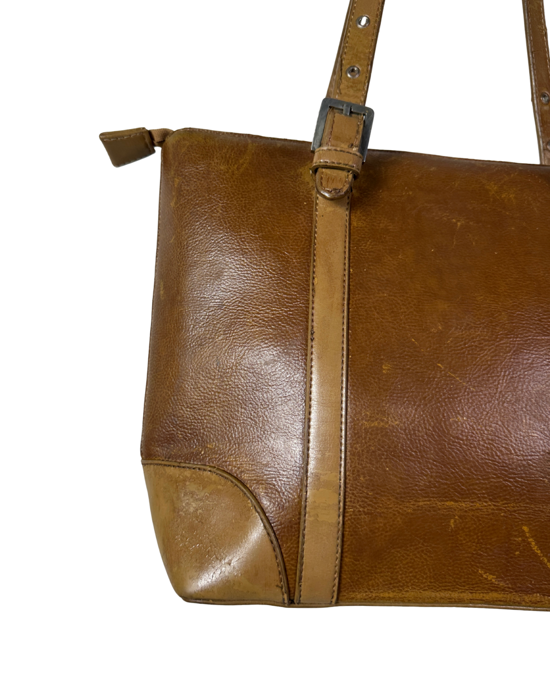 Vintage Rice Bird Genuine Leather Tote Bag