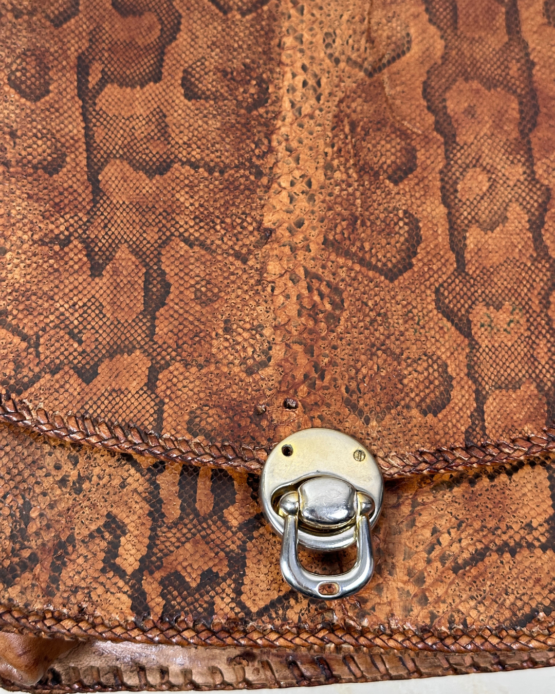 Vintage Genuine Snakeskin Clutch Bag with Tassel Details