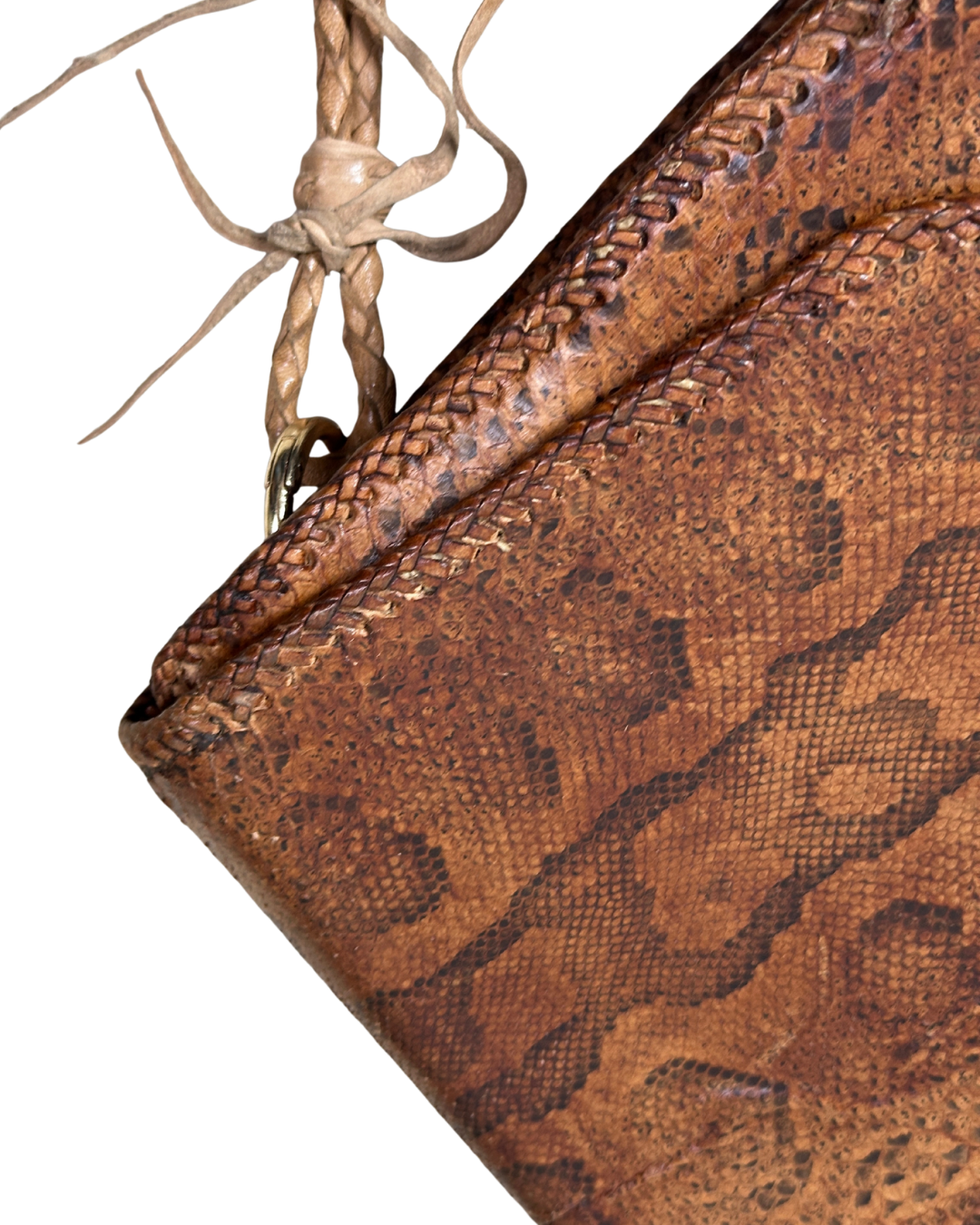 Vintage Genuine Snakeskin Clutch Bag with Tassel Details