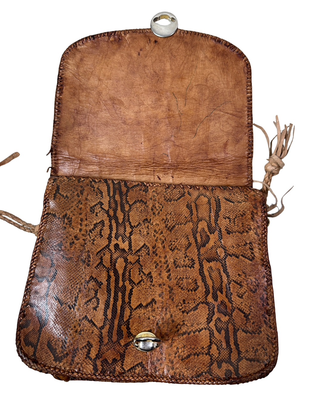 Vintage Genuine Snakeskin Clutch Bag with Tassel Details