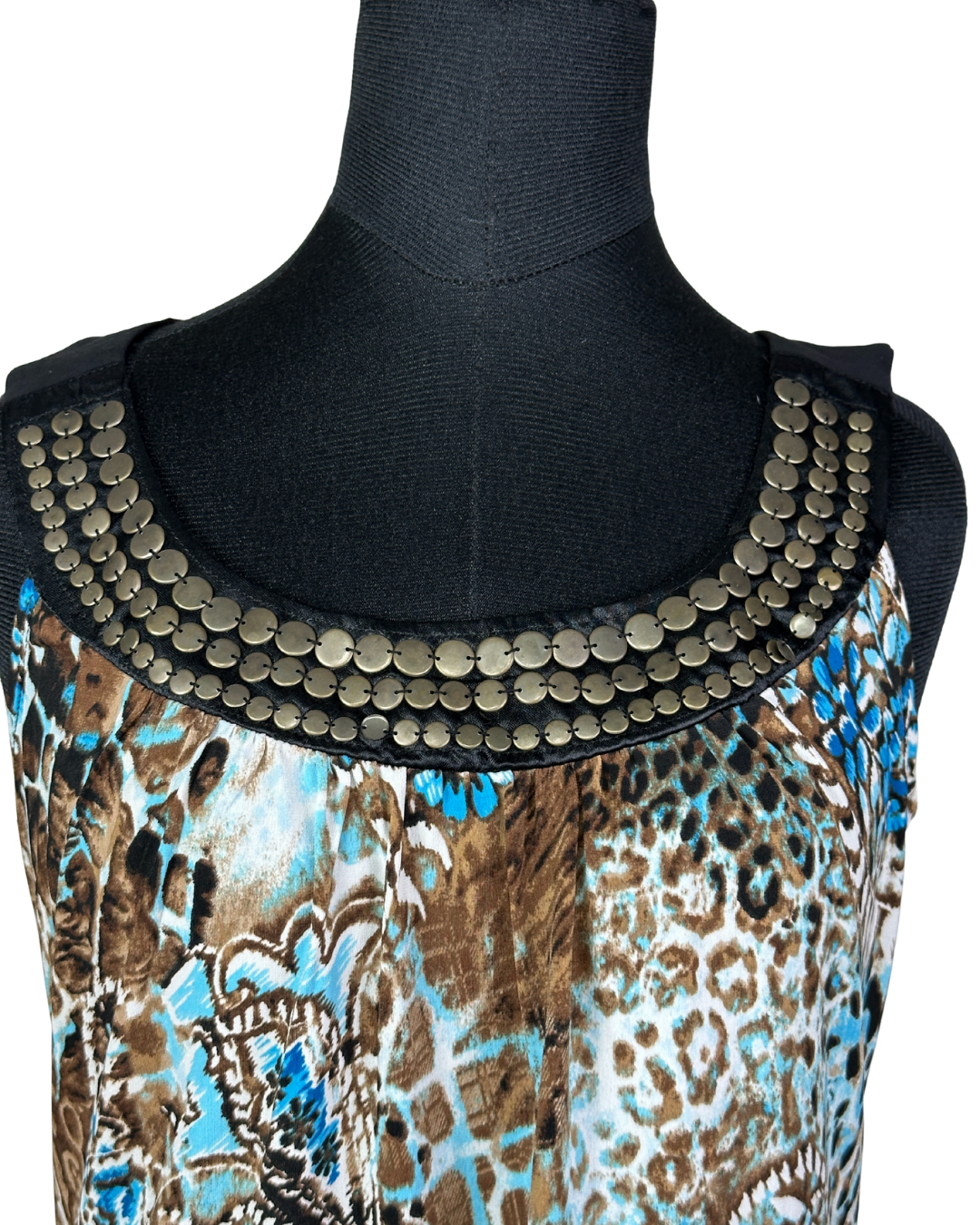 Y2K Dresbarn Animal Print Tank Top with Studded Collar Medium