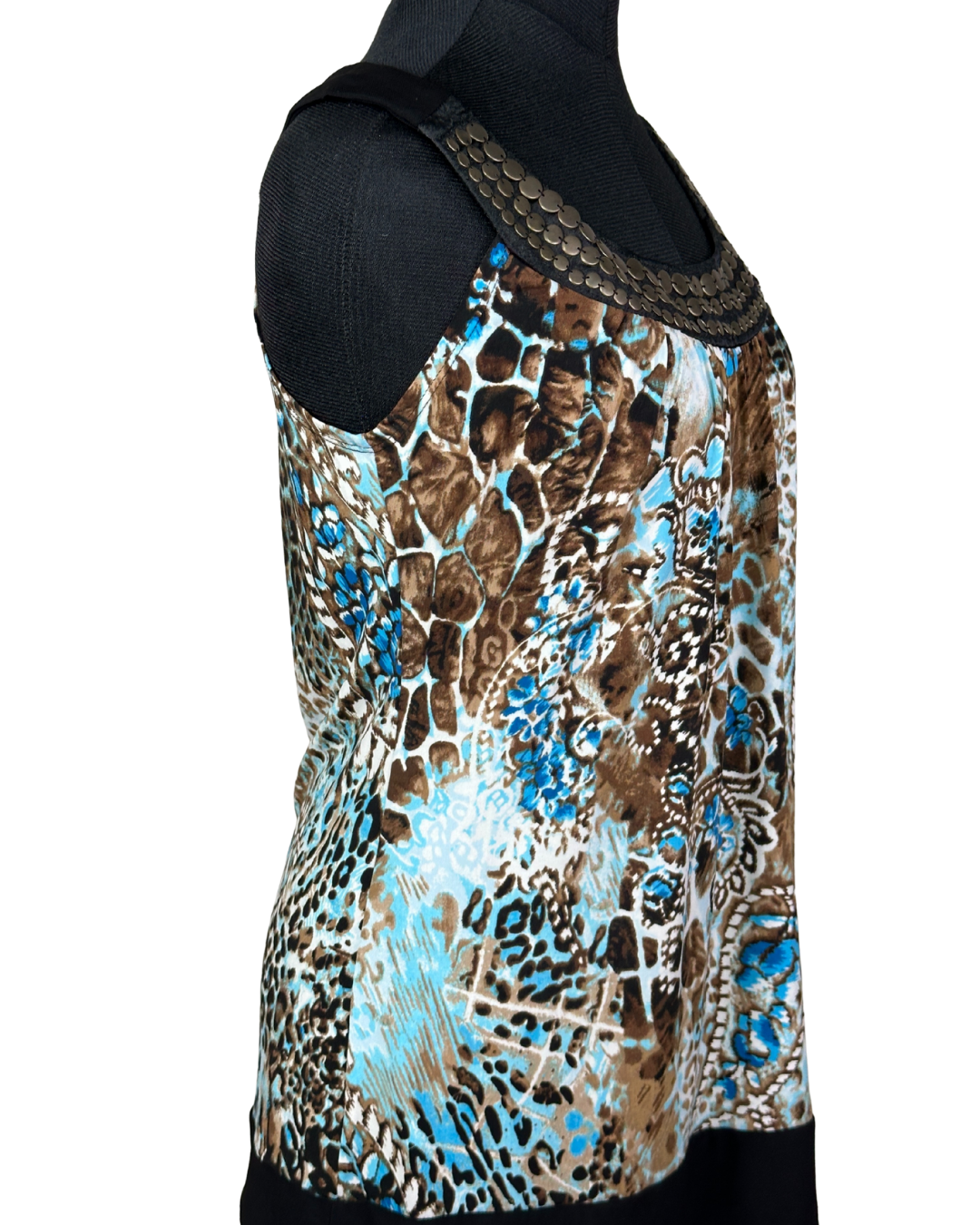 Y2K Dresbarn Animal Print Tank Top with Studded Collar Medium