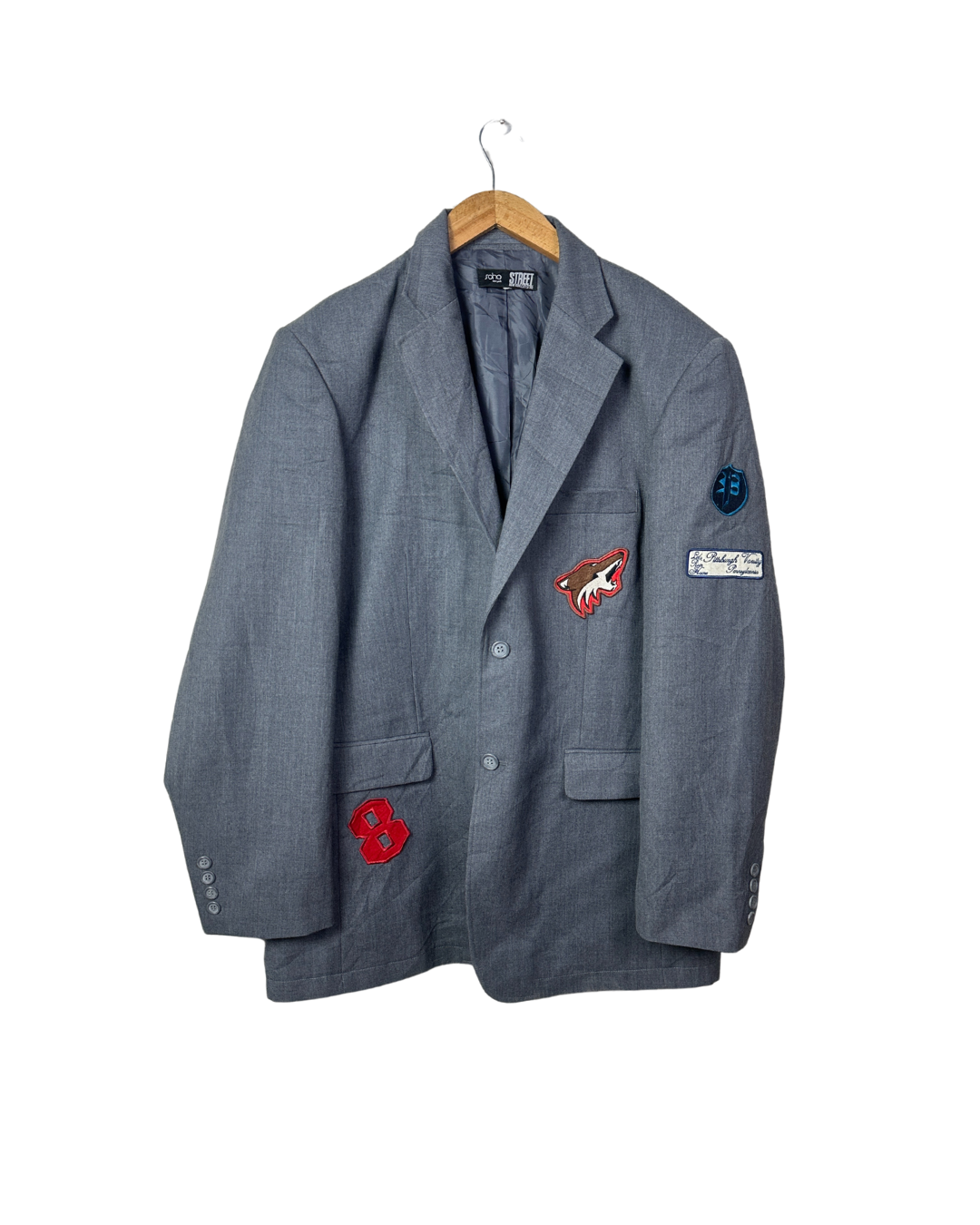 Campus United Grey Blazer w/ Patches – Varsity Street Style XL