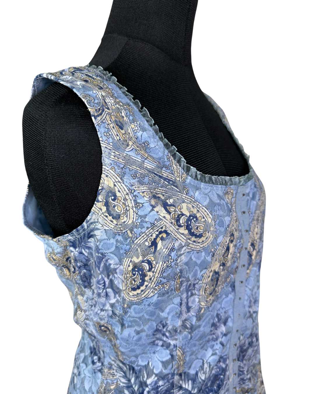 Dress Barn Brocade Fish Hook Closure Corset-Style Top