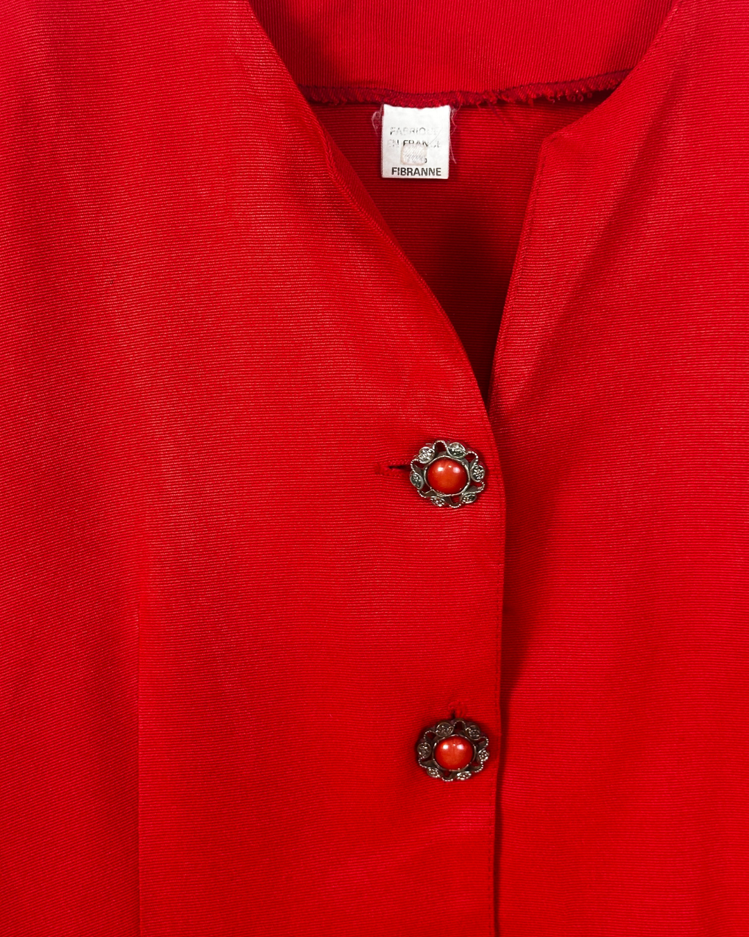 Vintage Blouse with Decorative Gem Buttons - Large