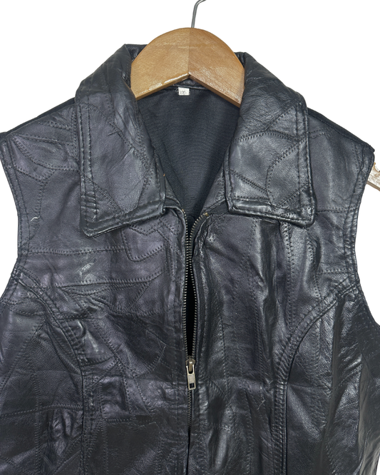 Black Genuine Leather Vest - Women's Medium