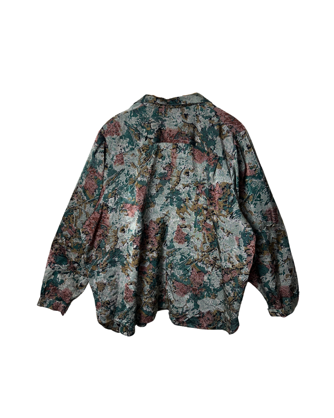 Vintage Doruk Abstract Jacquard Oversized Shirt Jacket with Belt Loops XL
