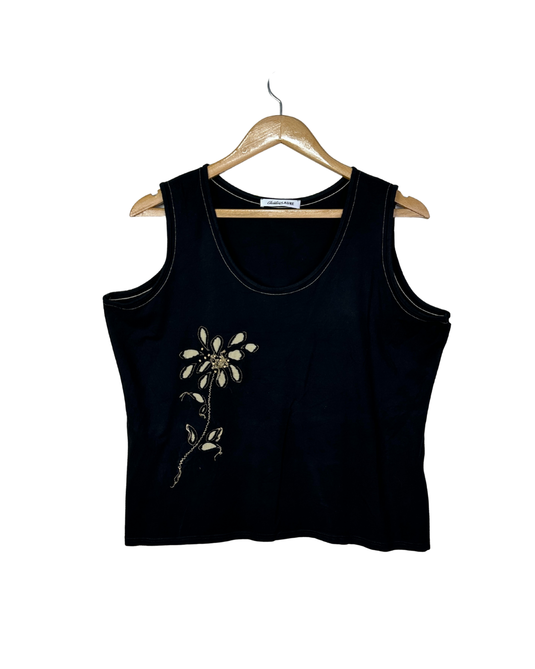 Vintage Christine Laure Tank Top with Embroidered Floral Appliqué