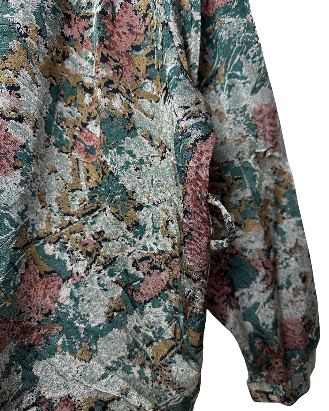 Vintage Doruk Abstract Jacquard Oversized Shirt Jacket with Belt Loops XL