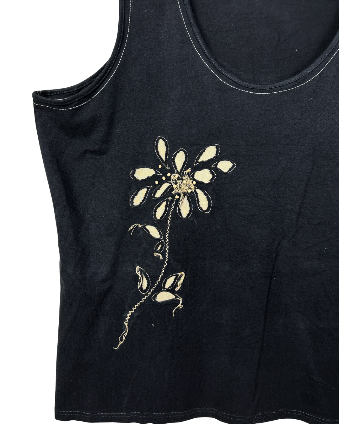 Vintage Christine Laure Tank Top with Embroidered Floral Appliqué