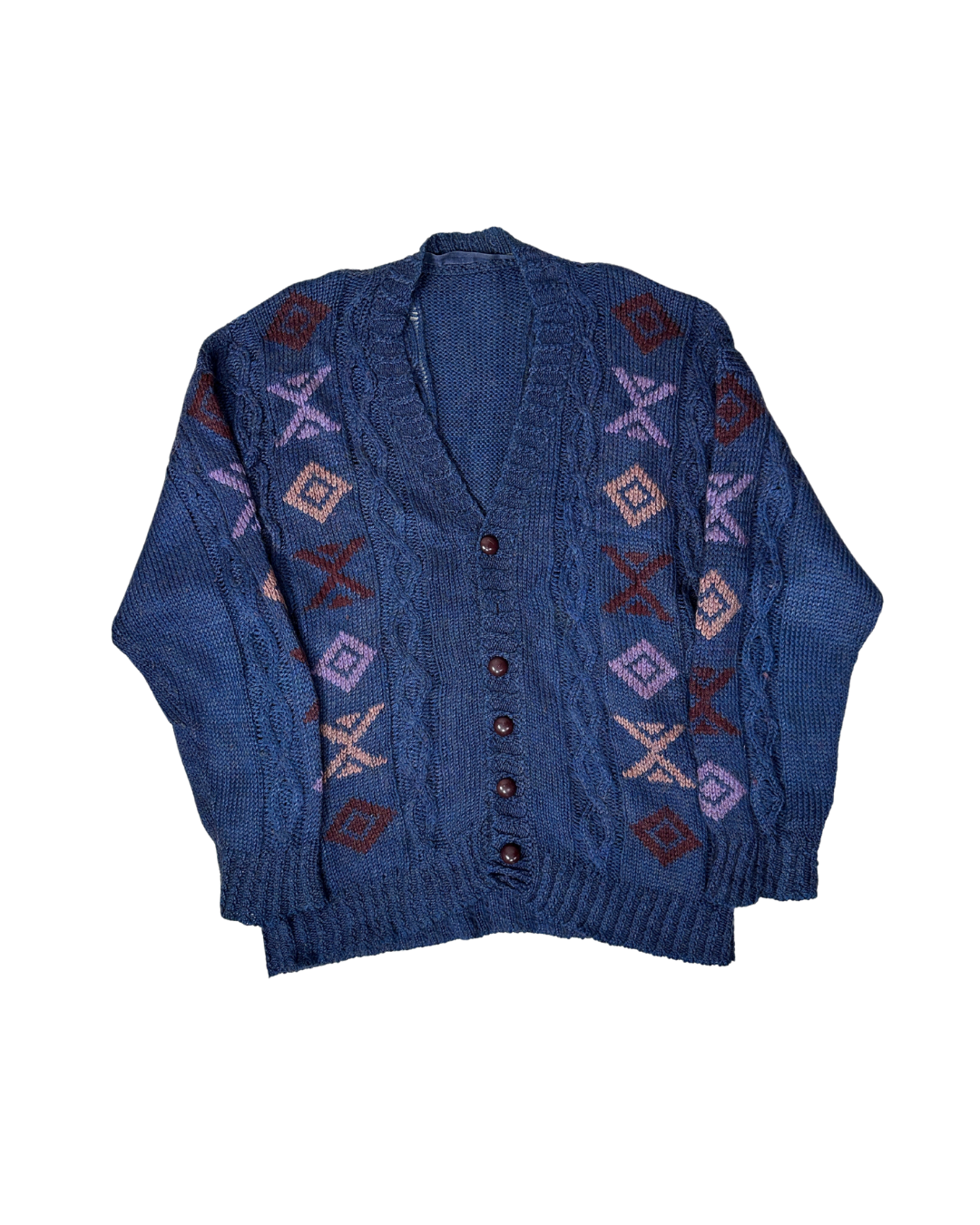 Vintage Cable Knit Button-up Cardigan Medium
