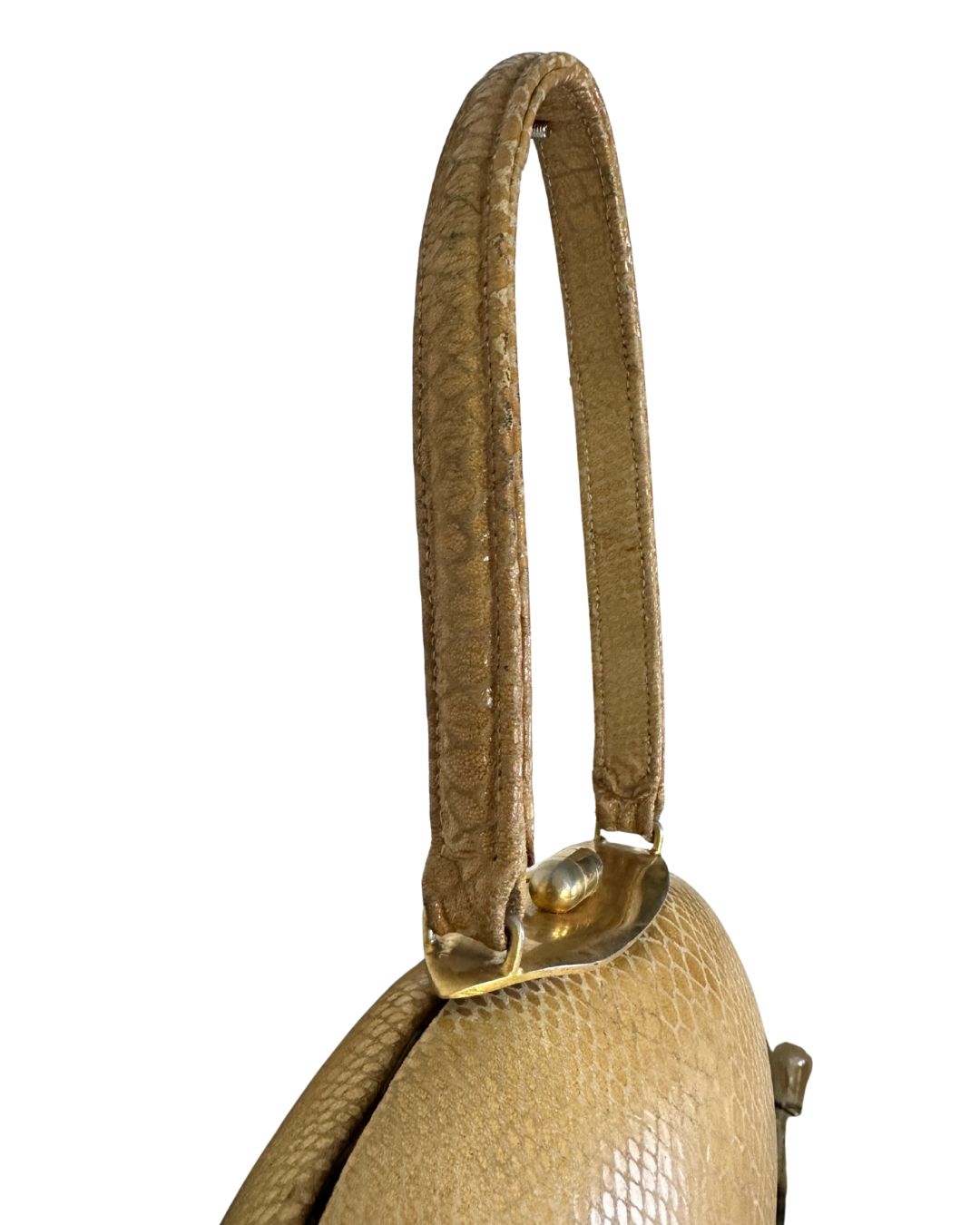 Vintage Reptile-Embossed Genuine Leather Top Handle Bag