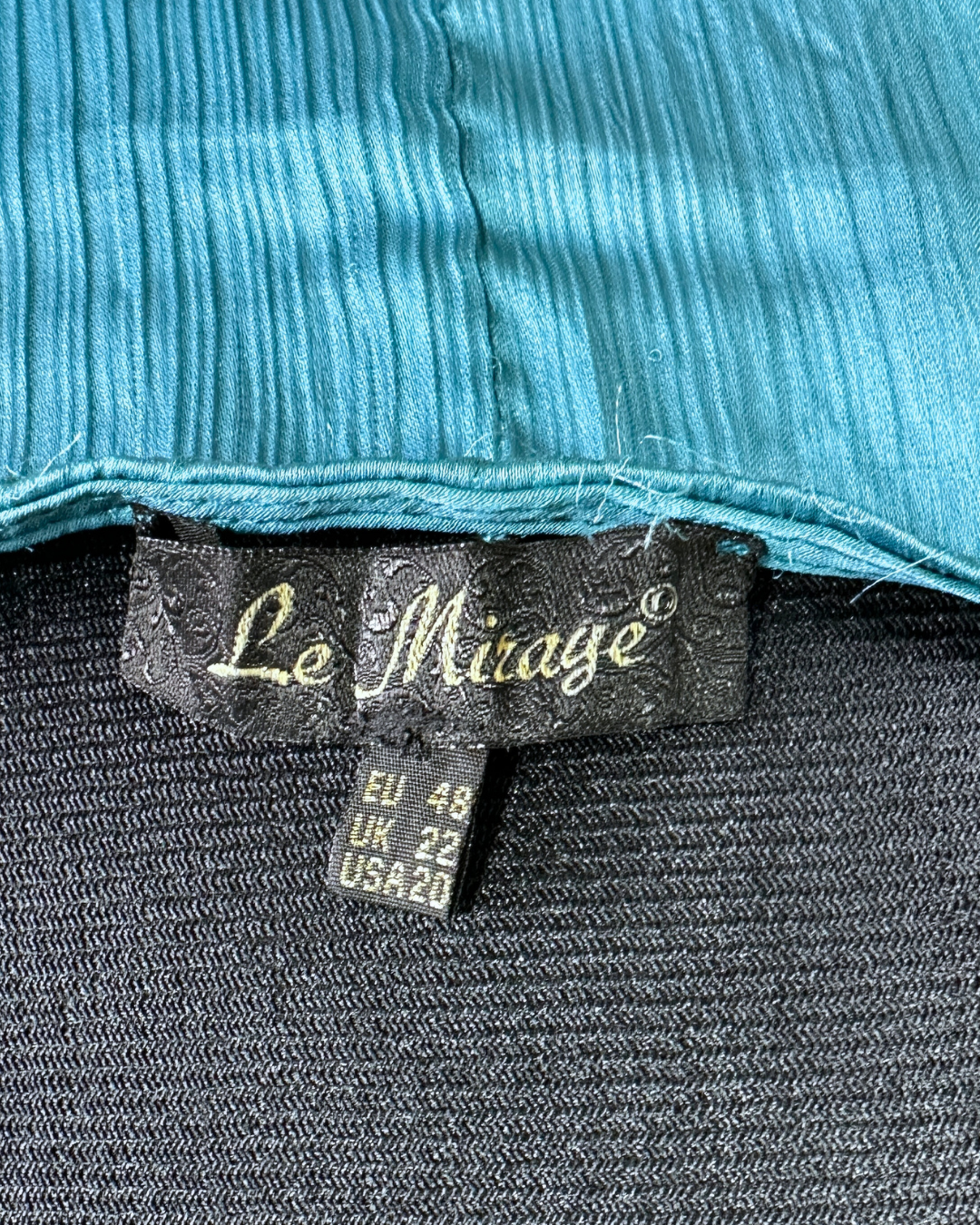 Le Mirage Teal Satin Button Up Blouse
