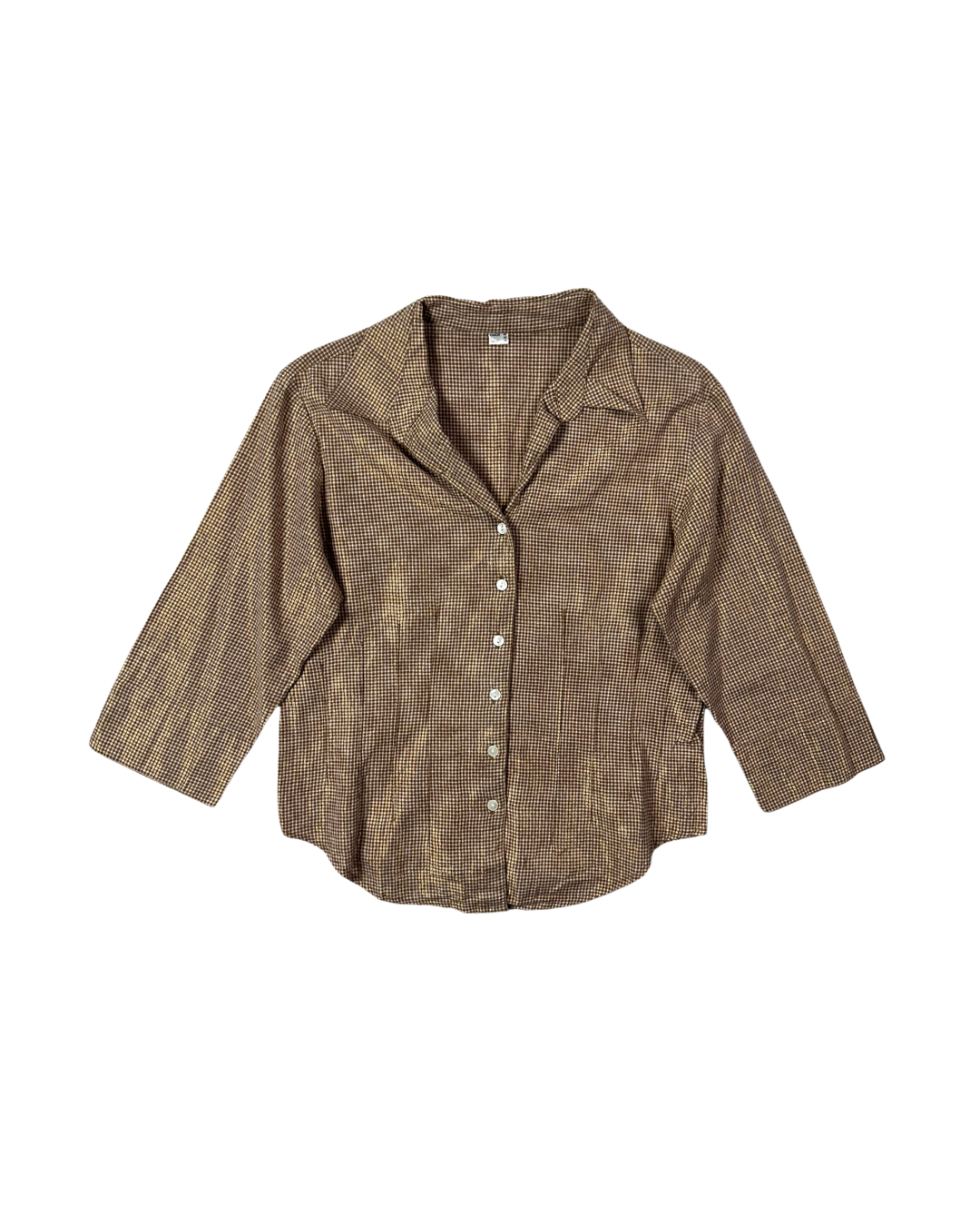 Vintage Shimmery Gingham Fitted Shirt - Women's Large
