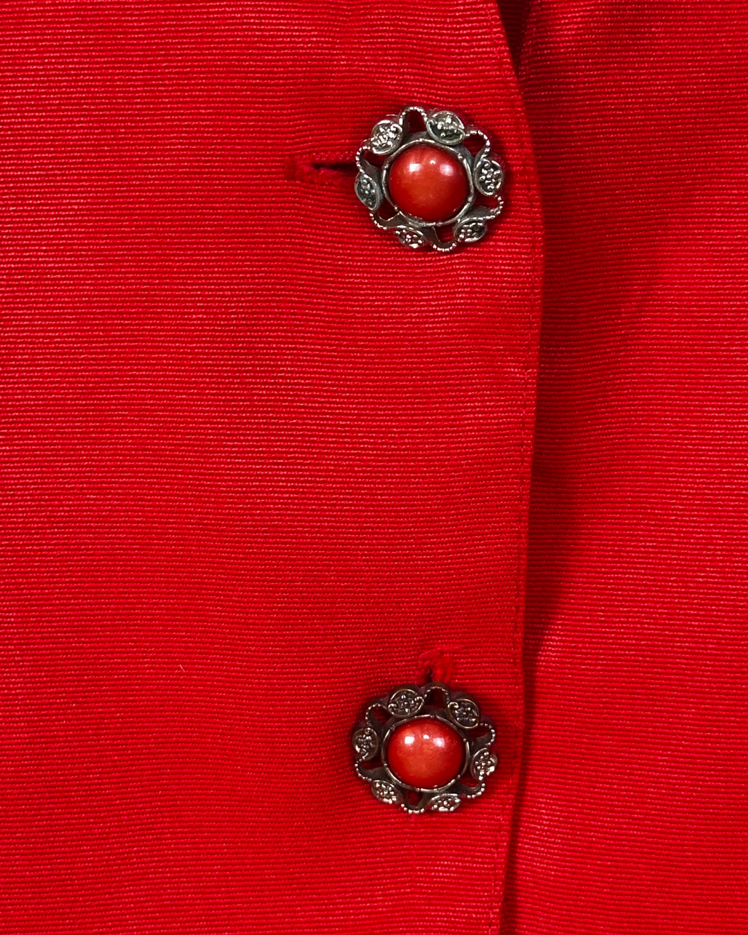Vintage Blouse with Decorative Gem Buttons - Large