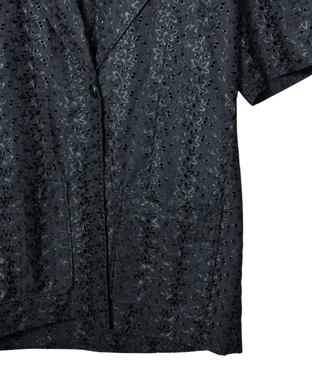 Vintage Floral Eyelet Blouse with Pockets