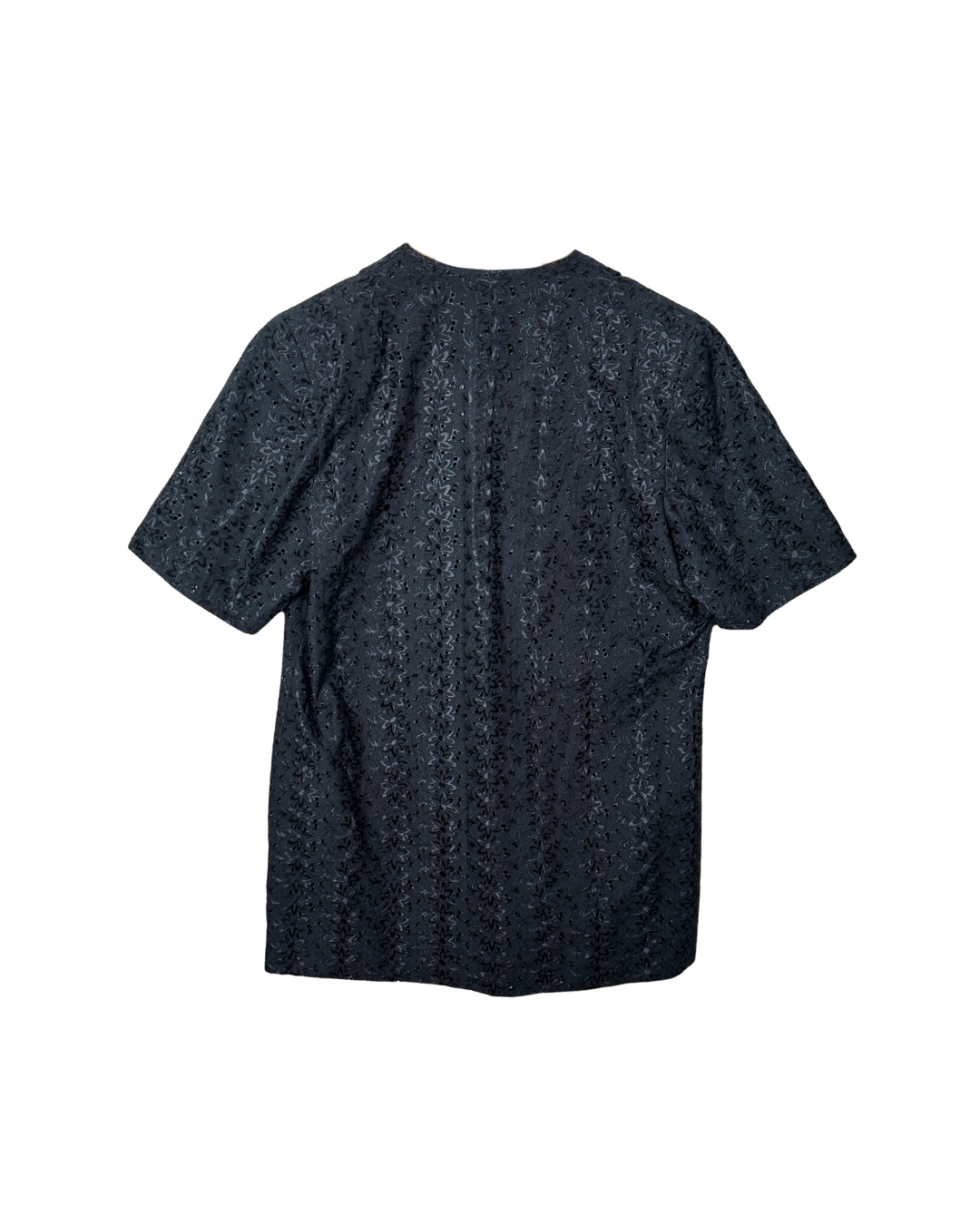 Vintage Floral Eyelet Blouse with Pockets