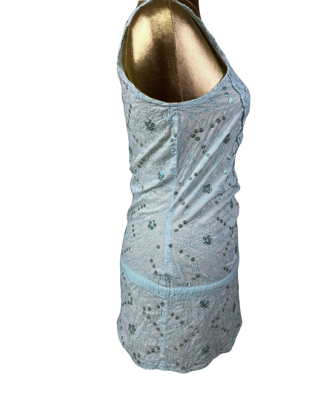 Jeans West Embroidered Lace-Trim Tank Top w/ Waist Drawstring - Small