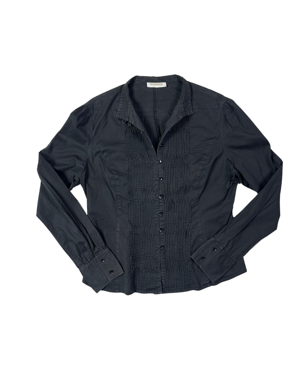 Y2K Pleated Front Fitted Shirt - Large