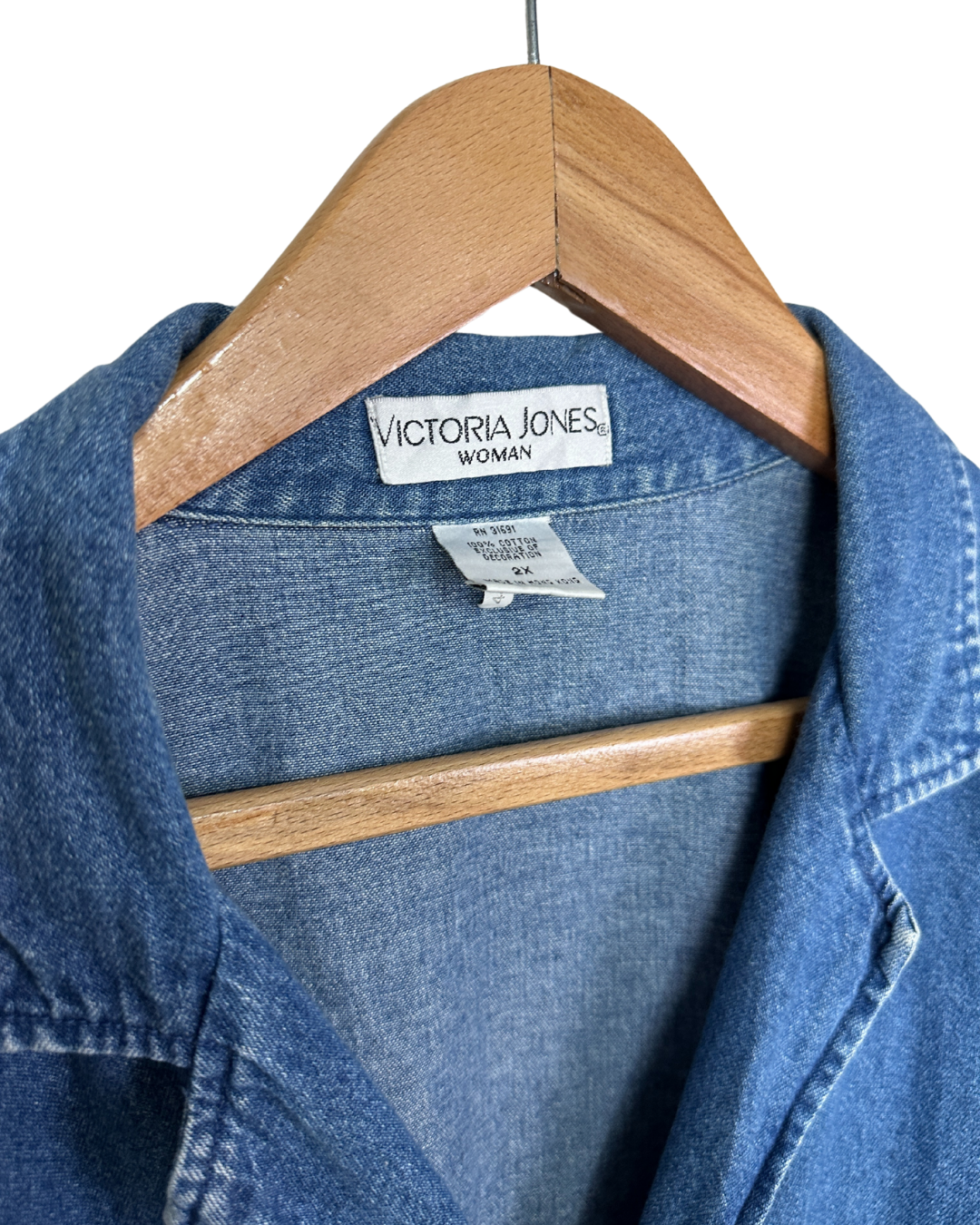 Victoria Jones Denim Shirt with Embroidered Trim
