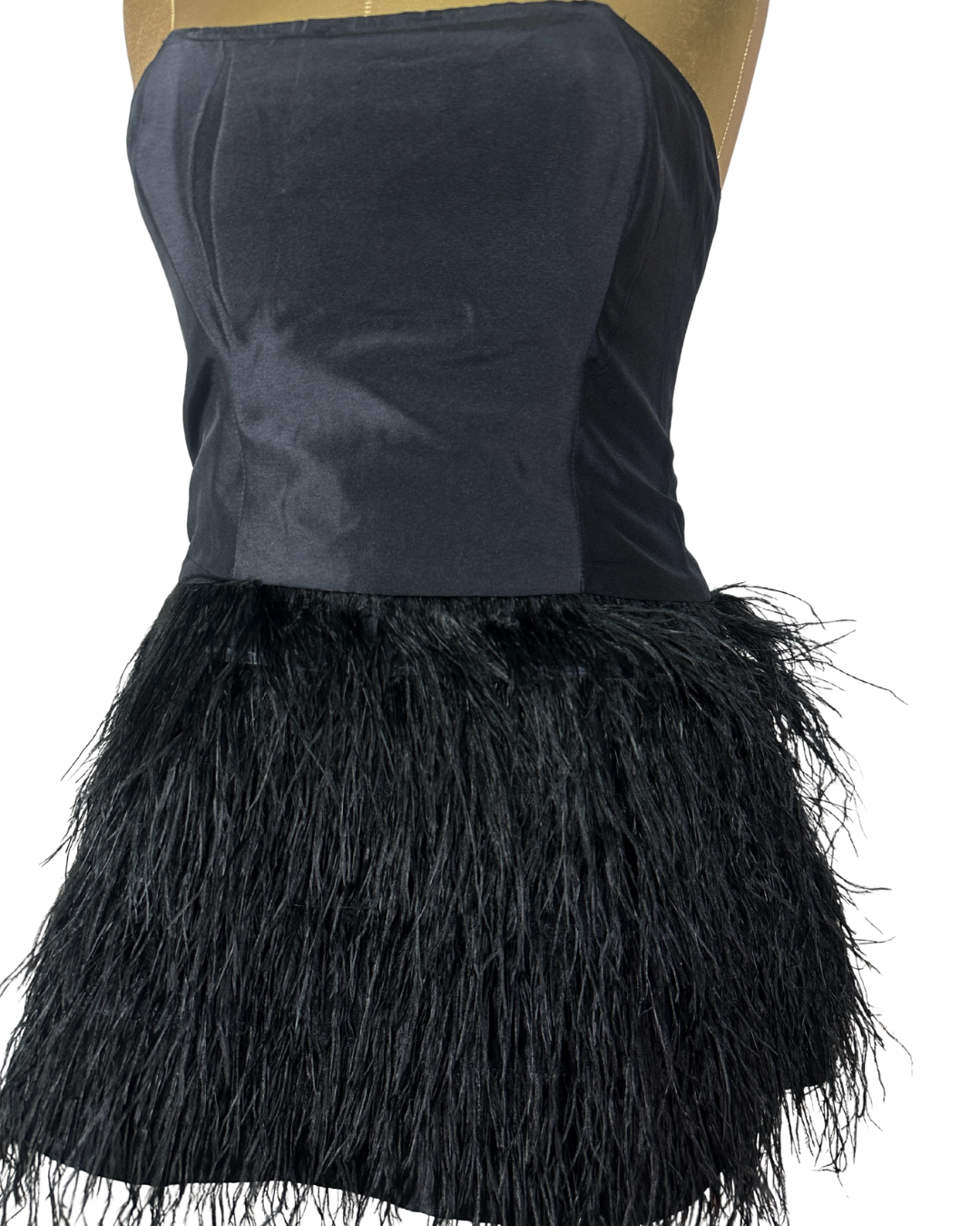 Retro Party Strapless Feather Trim Top