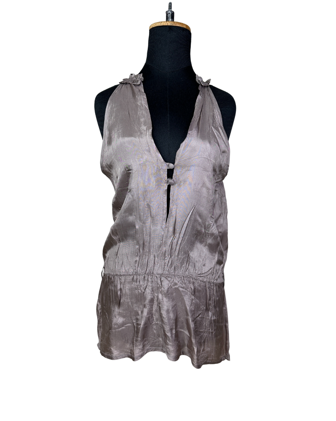 Y2K Silky Ruffle Back Blouse