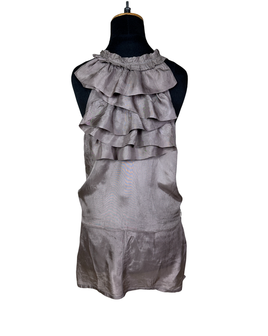 Y2K Silky Ruffle Back Blouse