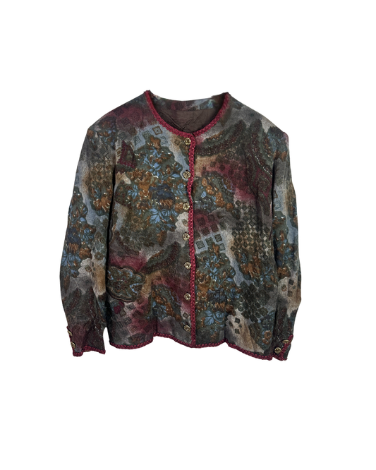 Vintage 80s/90s Tapestry Floral Skirt Suit Set