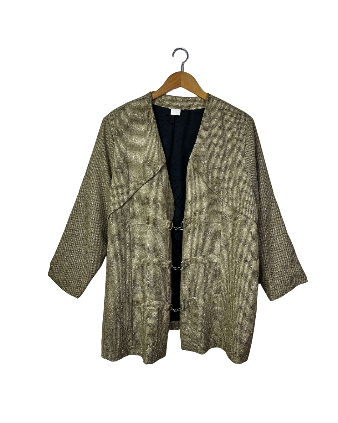 Vintage Metallic Woven Women's Evening Jacket – Hook Closure