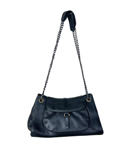 Vintage Y2K Genuine Leather Shoulder Bag with Adjustable Double Chain Strap