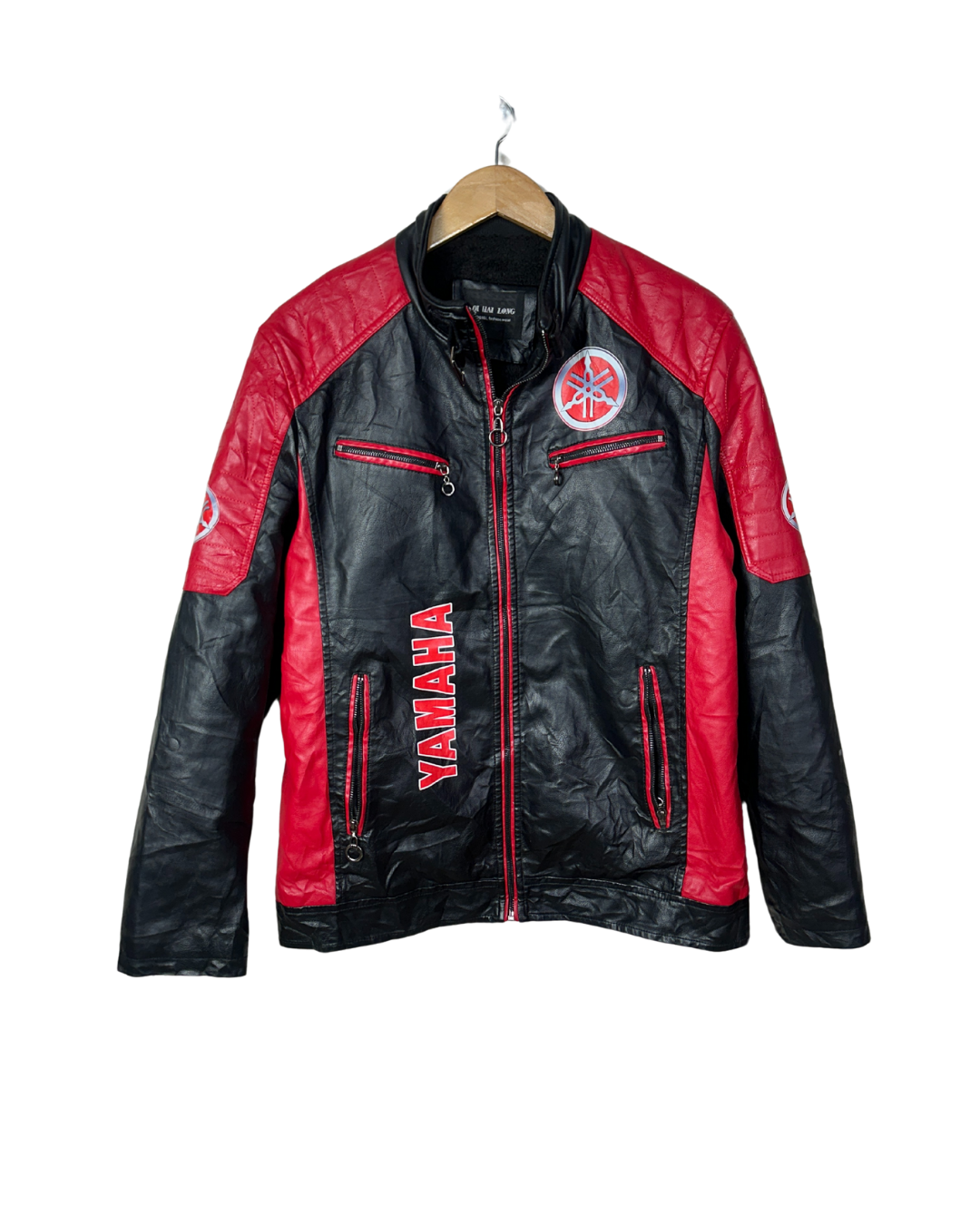 Vintage Yamaha Fleece-Lined Racing Biker Leather Jacket Large